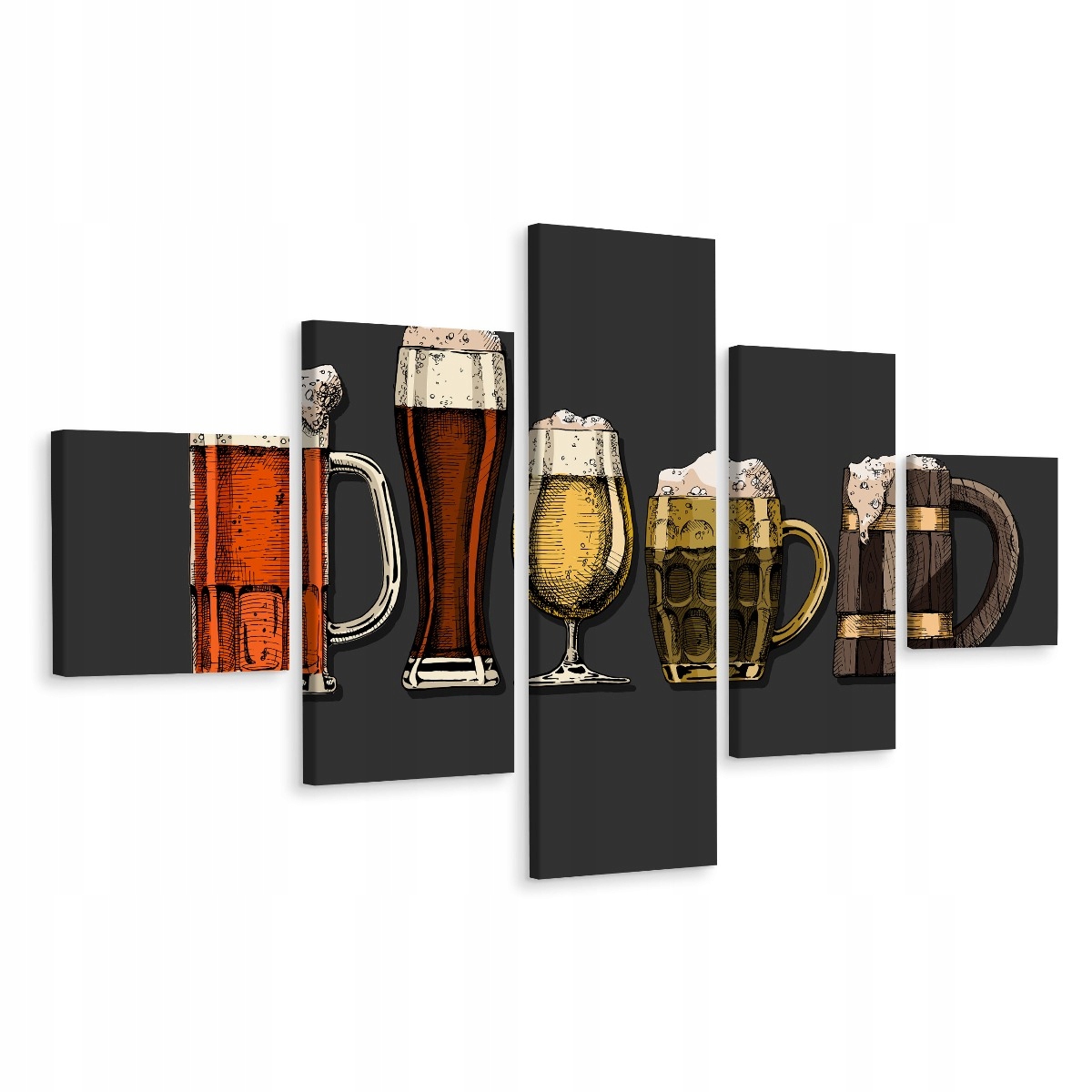 Obraz 5 Częściowy Bar Kufle Piwa Alkohol 250x150