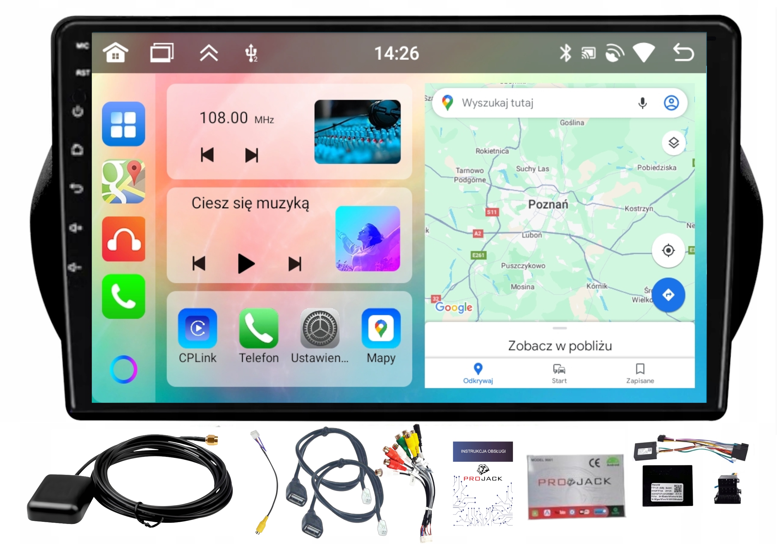 Rádio Navigácia Gps Android Fiat Qubo 2008-2017 Carplay Wifi Usb 4/64GB