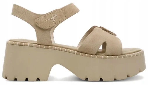 Béžové Sandály Na Podpatku, Dámské Kožené Stylové Tamaris 39