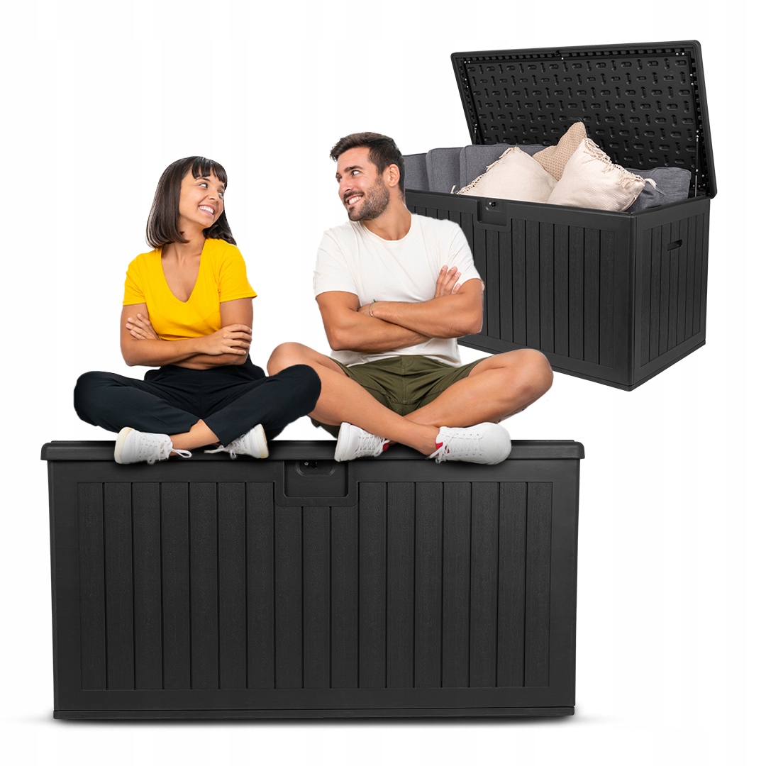 Zahradní Box 570 L Premium, Balkonový, Sedací Kufr Treeline, Černý