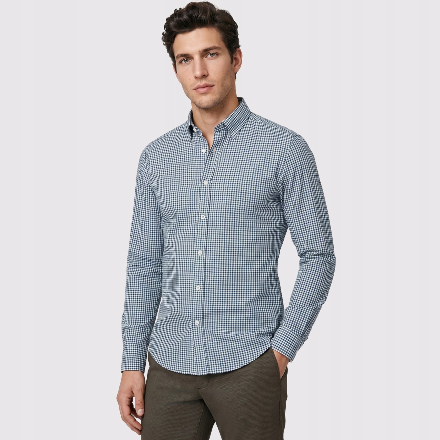 Bawełniana koszula w niebieską kratę Slim Fit Pako Lorente roz. M