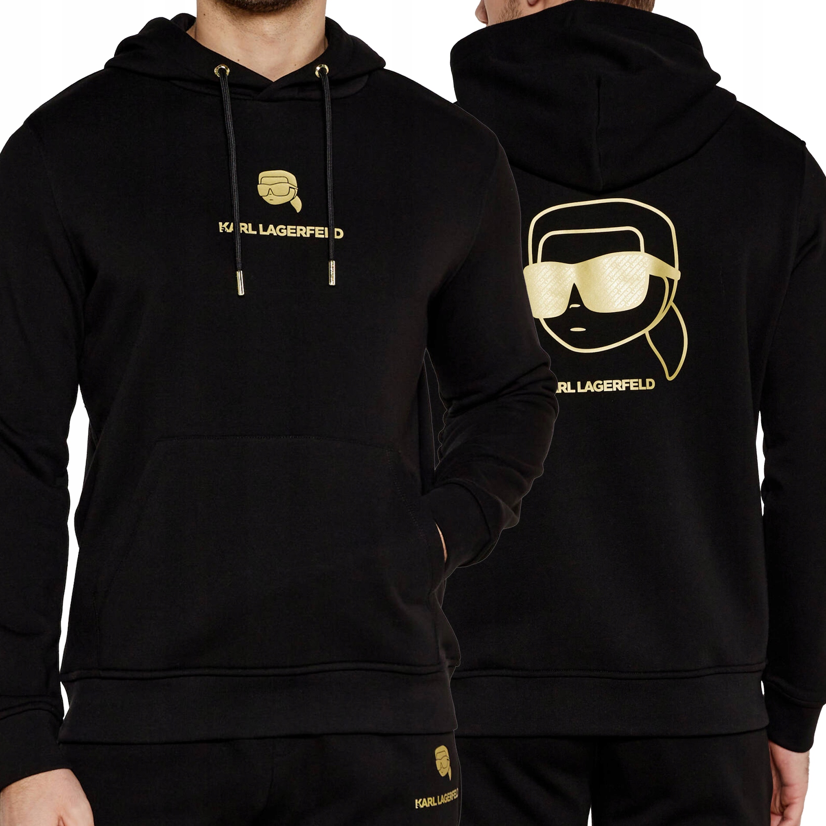 Karl Lagerfeld pánská mikina černá s kapucí klokanka 705460-551900-990 L