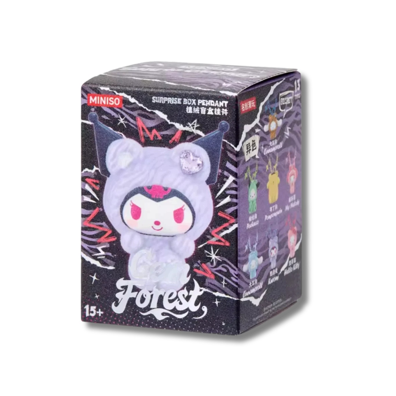 Miniso x Sanrio Characters Gem Forest Flocked Pendant Figure blind box