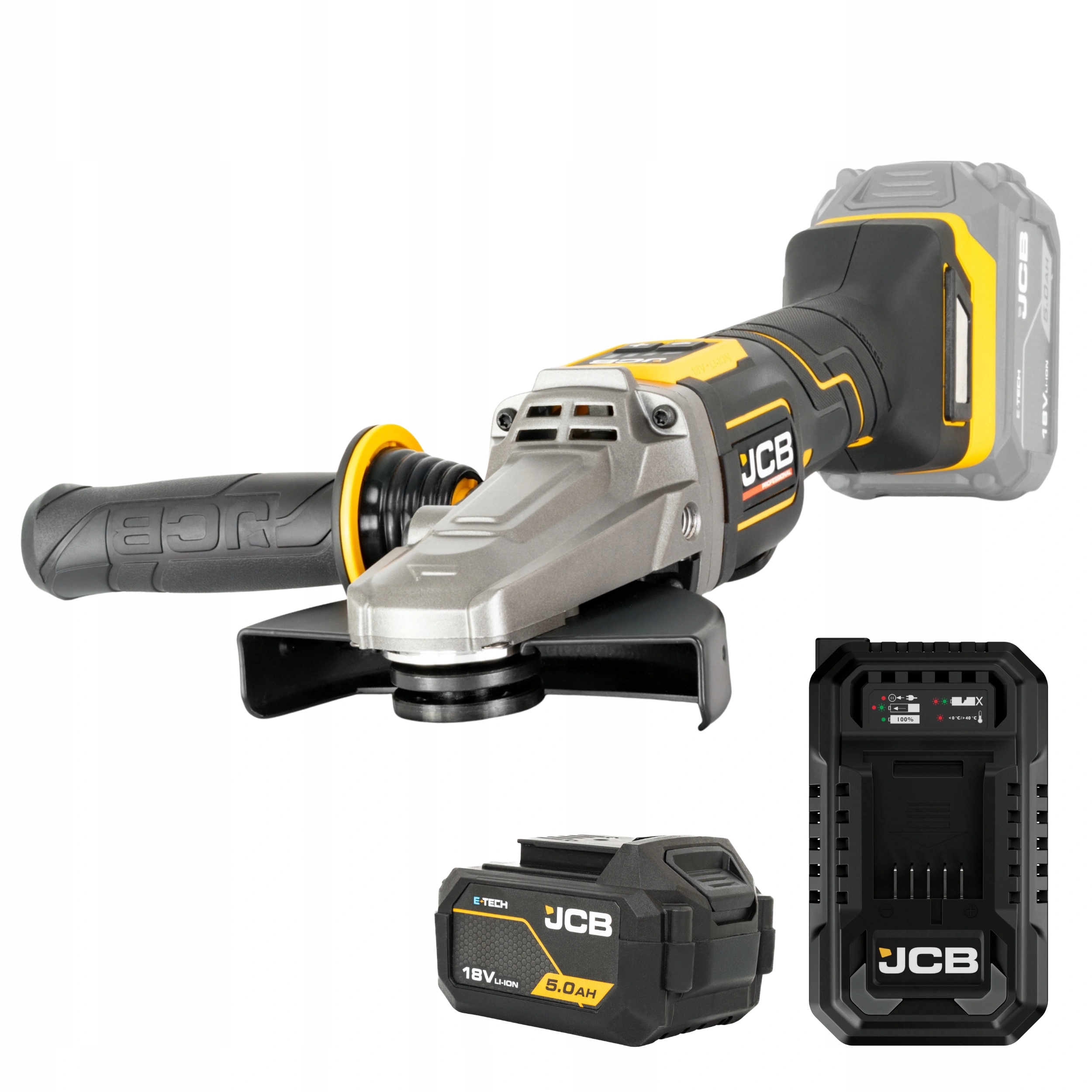Jcb Professional 18V Szlifierka Kątowa 125Mm Ładowarka 4.5A Akumulator 5Ah