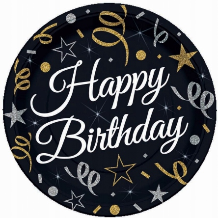 

Talerzyki papierowe Happy Birthday 18cm 8szt
