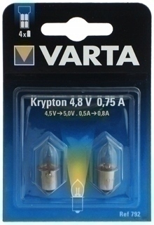 

2x Żarówka Varta kryptonowa 792 4,8V 0,75A latarka