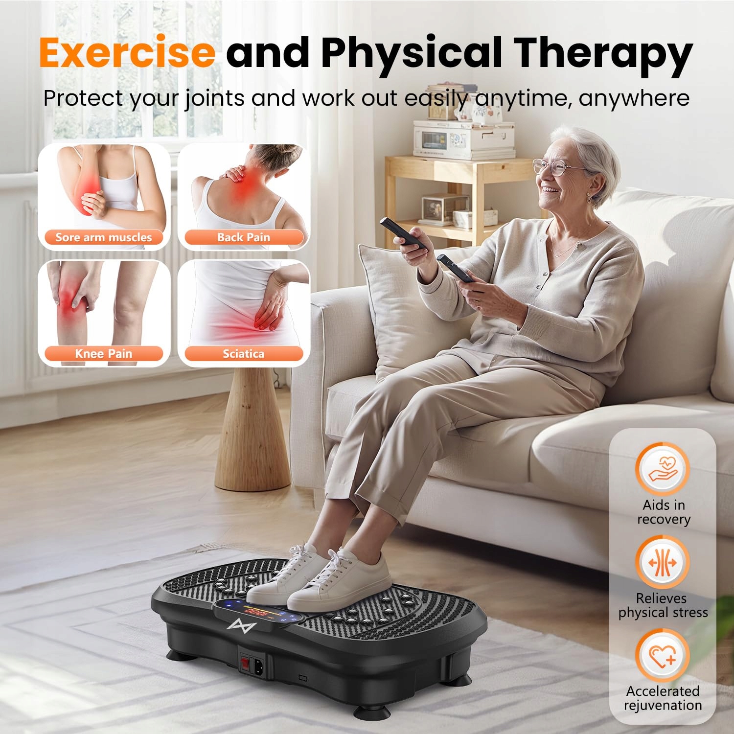 AXV Wibracyjna Platforma Fitness 150kg Bluetooth 120 Poziomów 5 Trybów — miniatura 7