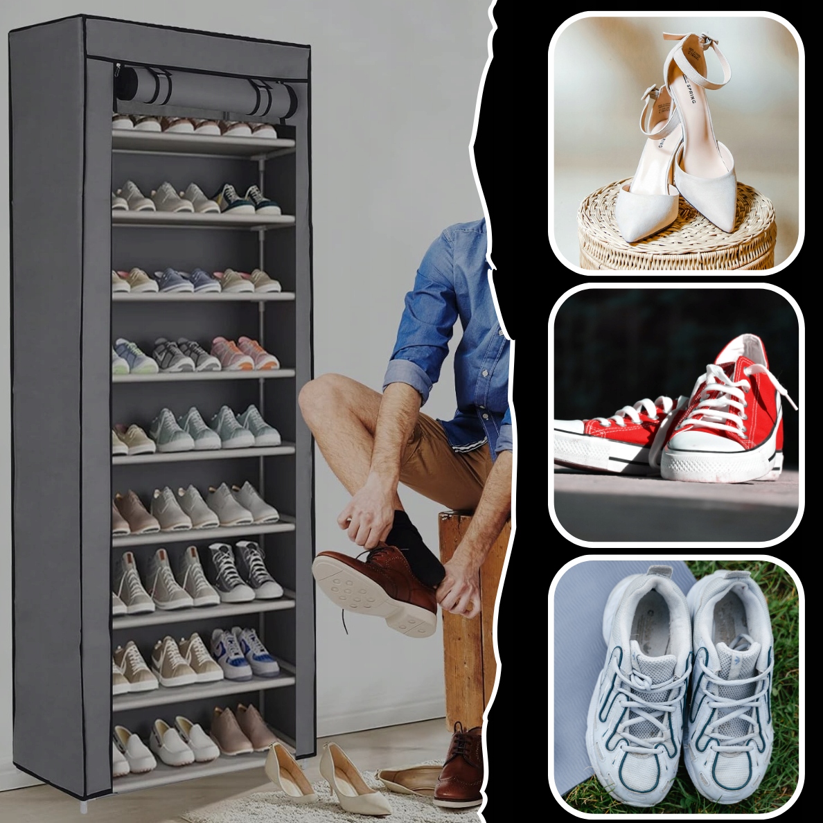 SZAFKA NA BUTY MATERIAŁOWA OBUWIE PÓŁKA REGAŁ XL ORGANIZER 9 PÓŁEK Kod producenta HS0004