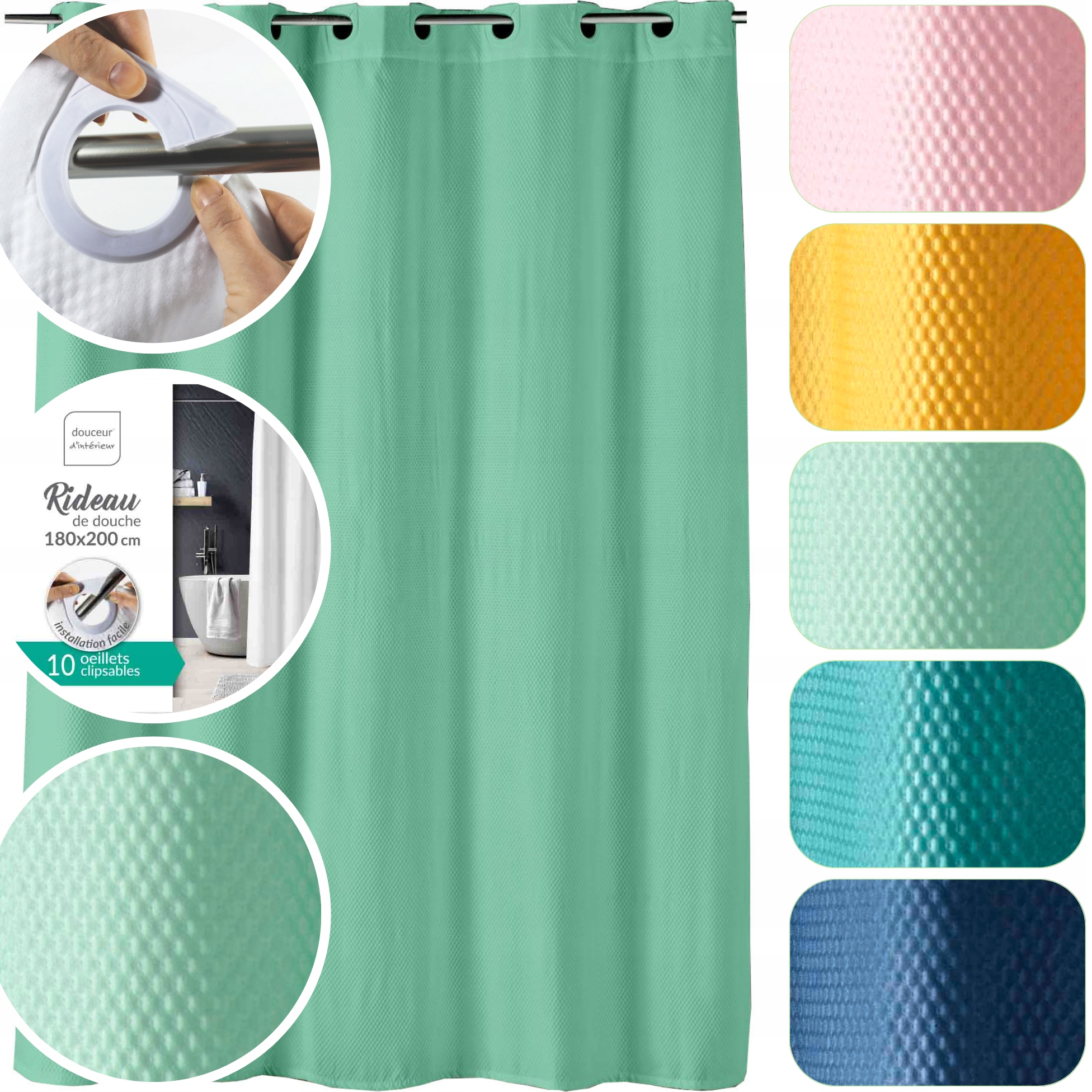 ZASŁONA PRYSZNICOWA TEKSTYLNA KOTARA DO WANNY ZASŁONKA POD PRYSZNIC KURTYNA