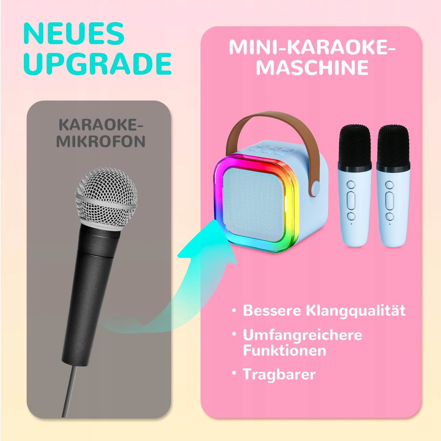 VOLLKLANG Karaoke Dla Dzieci Z 2 Mikrofonami Zestaw Prezent Dla Dzieci — miniatura 5