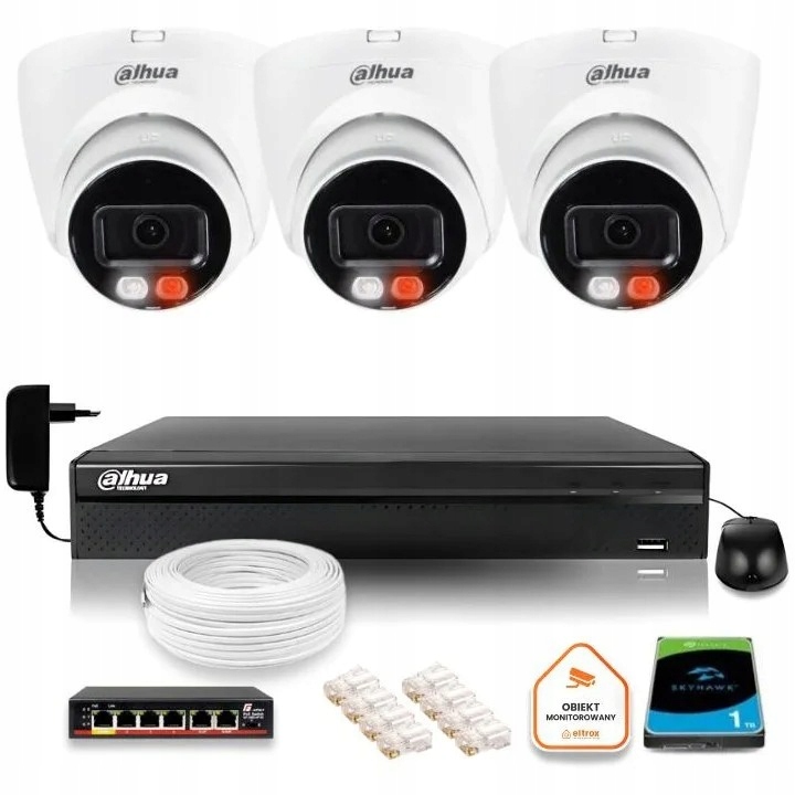 Sada na monitorovanie Ip 3x IPC-HDW1439V-A-IL 4MPx IR30m