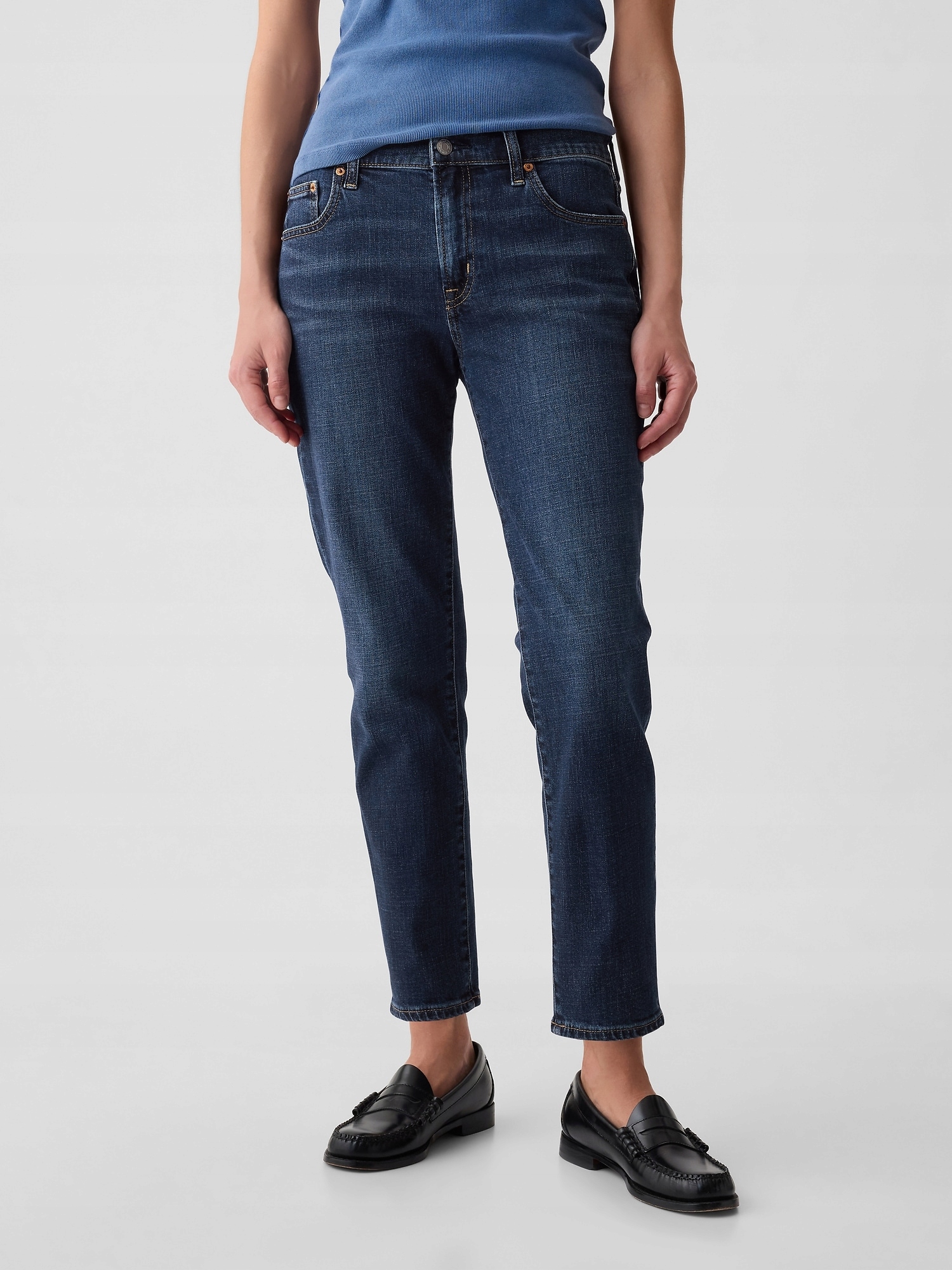 Gap Džíny mid rise girlfriend modrá