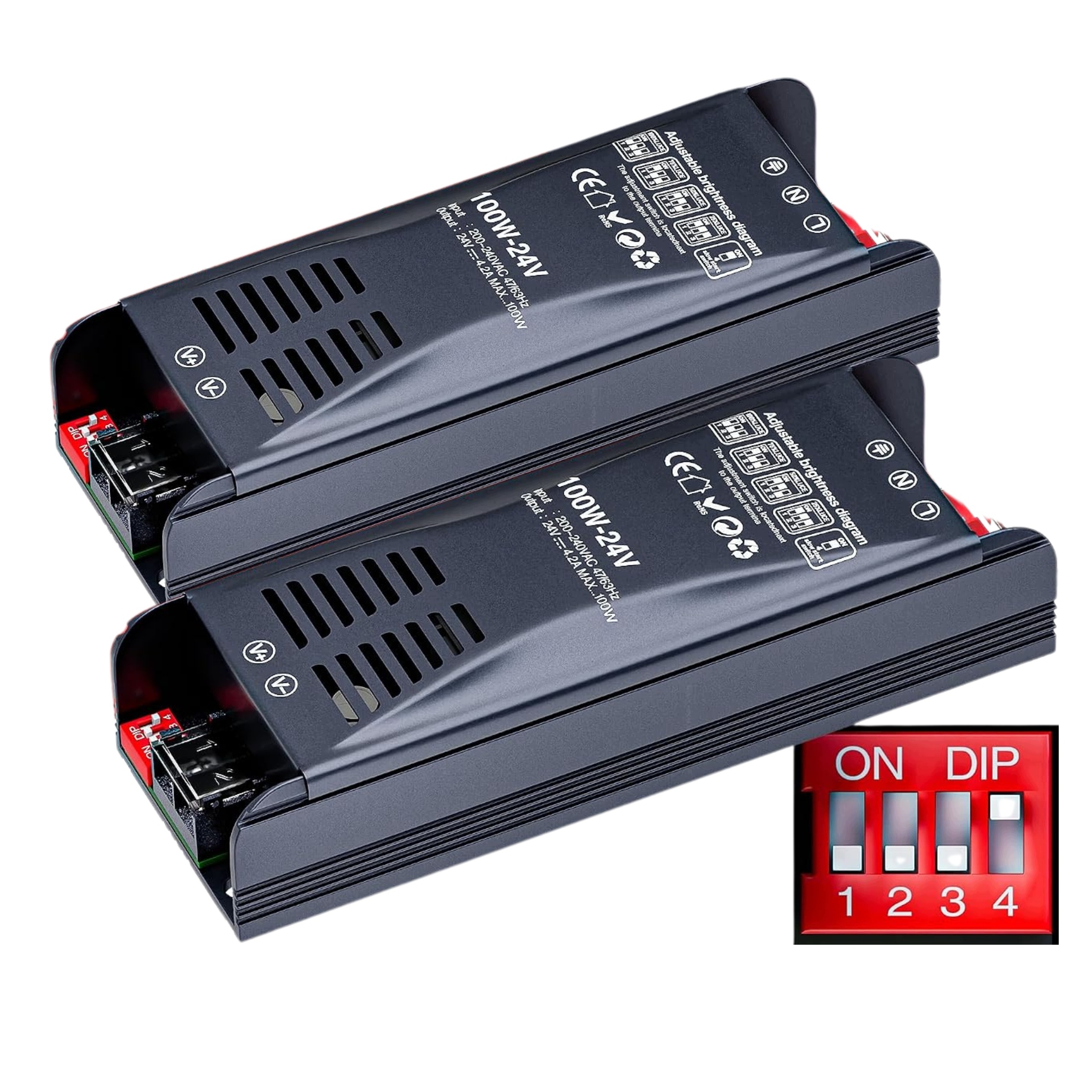Led zdroj 24V 100W stmívatelný transformátor pro Led pásky 230V 2ks