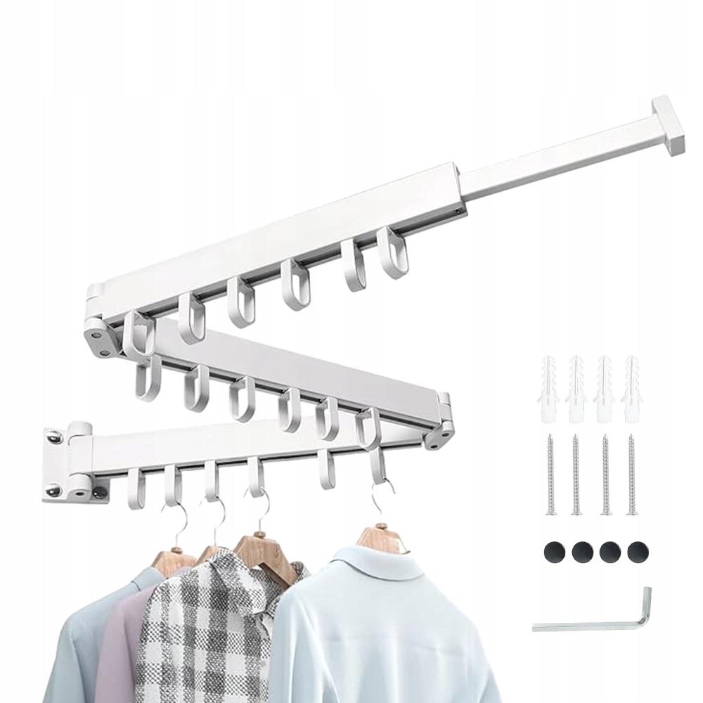 Skládací Věšák Na Oblečení S 18 Háčky, Bílý, Otočný O 360°