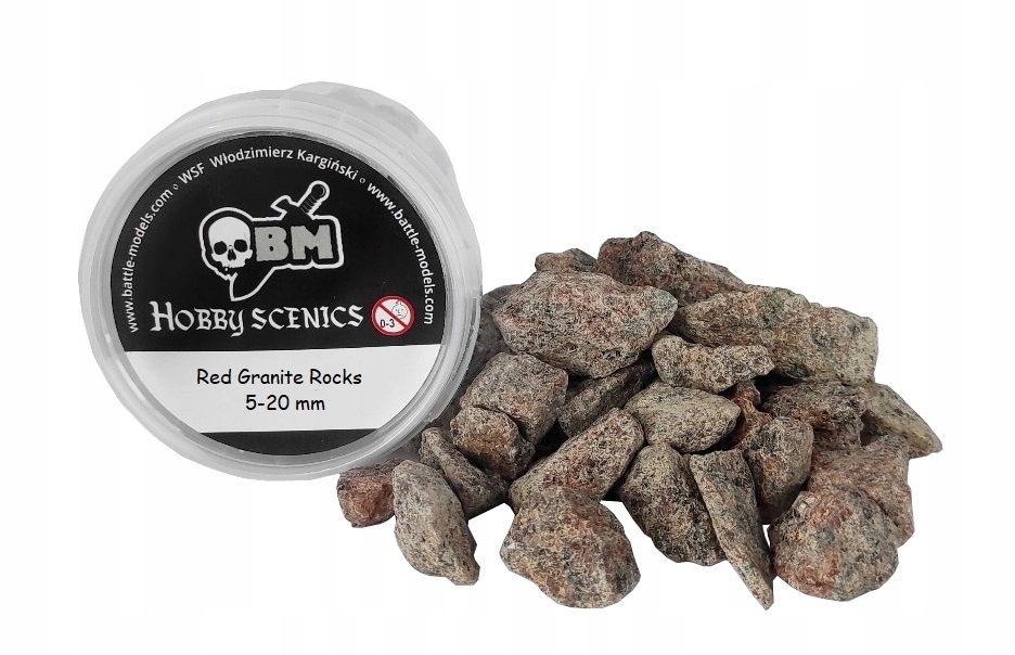 Kamień do makiet 5-20 mm Granit czerwony 155 ml