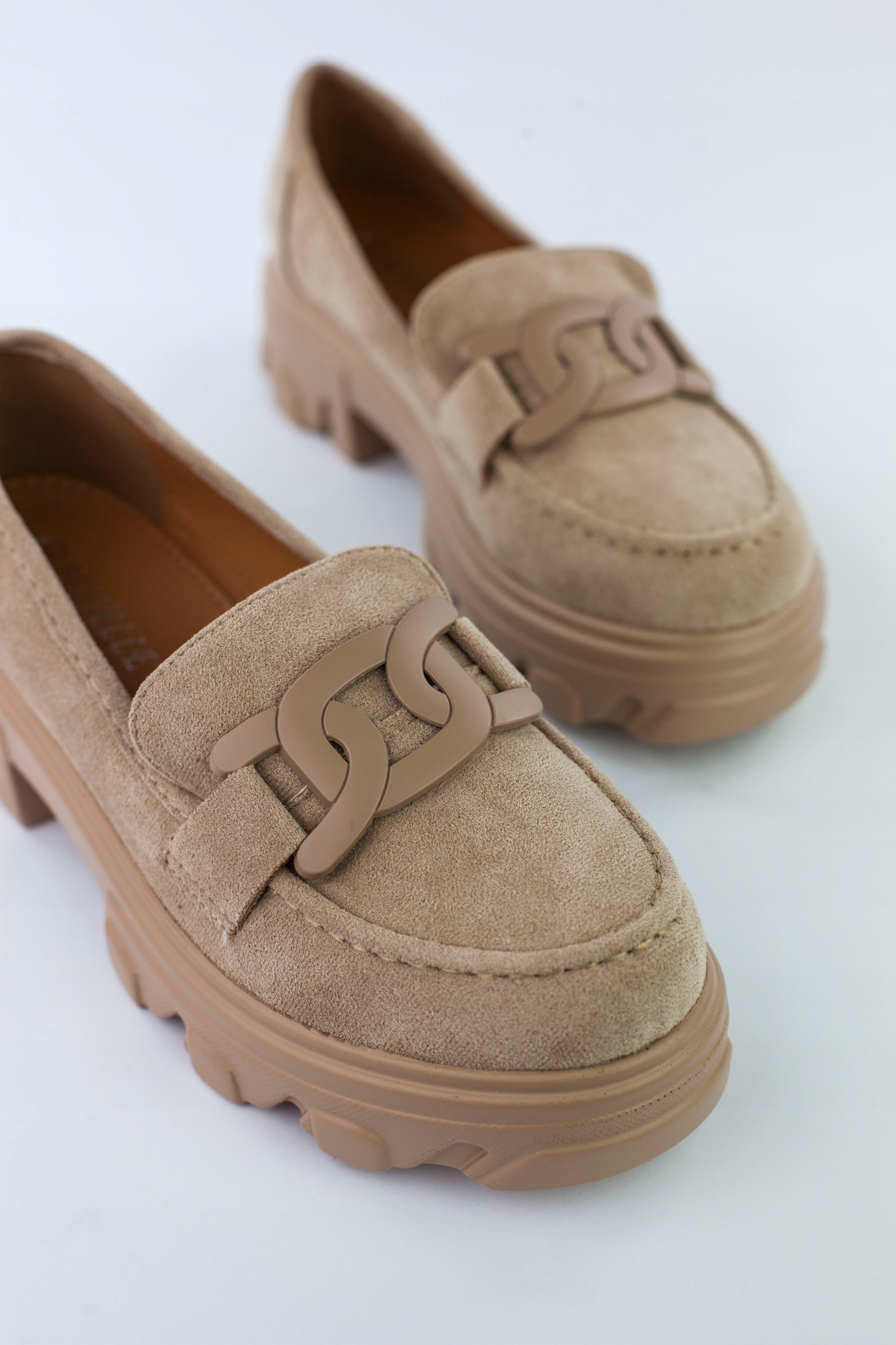 Półbuty WORKERY mokasyny SLIPPERY platforma (39) Model BESTELLE_HB_193_KHAKI