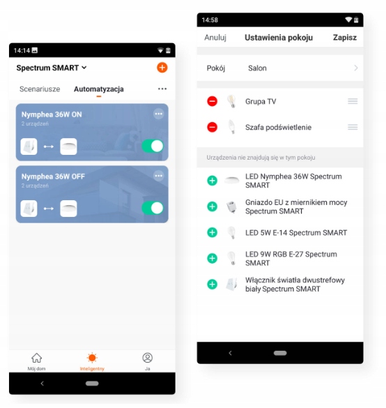Inteligentna oprawa NYMPHEA 36W Wi-Fi SpectrumSMART Materiał dominujący tworzywo sztuczne