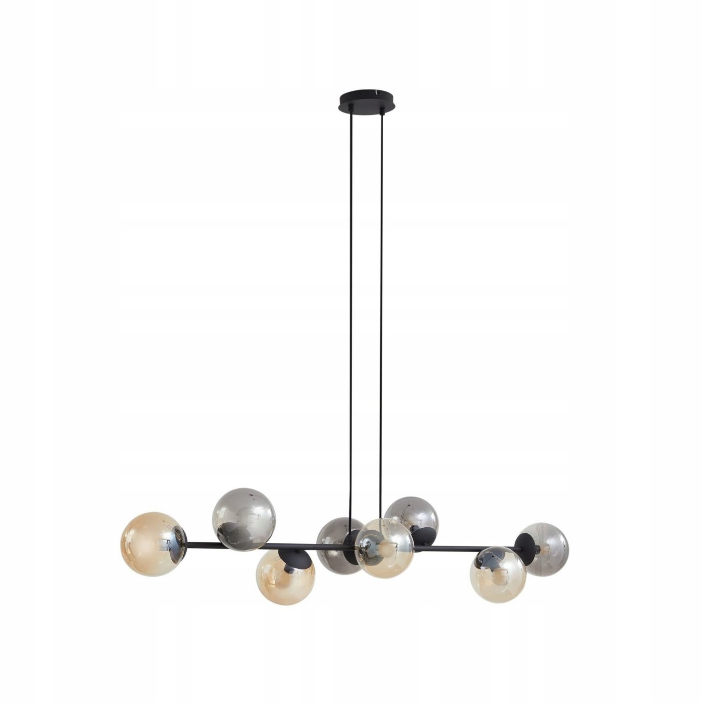 Lampa wisząca Lindby Isamer, dymny szary/bursztynowy, 130 cm, kula ziemska