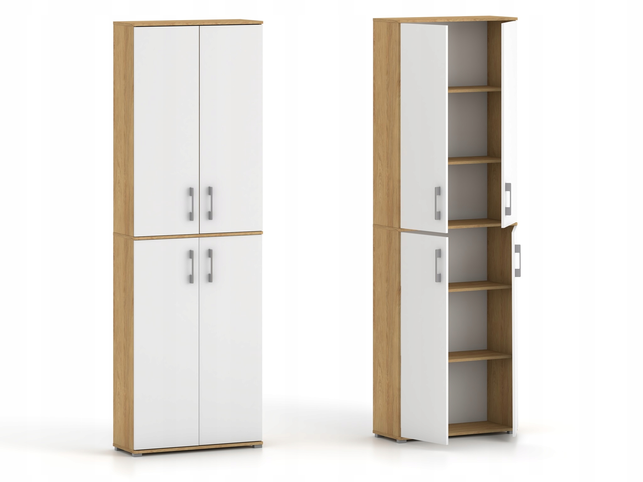 Szafa biurowa Pola 215 4D 60cm Hikora białe drzwi