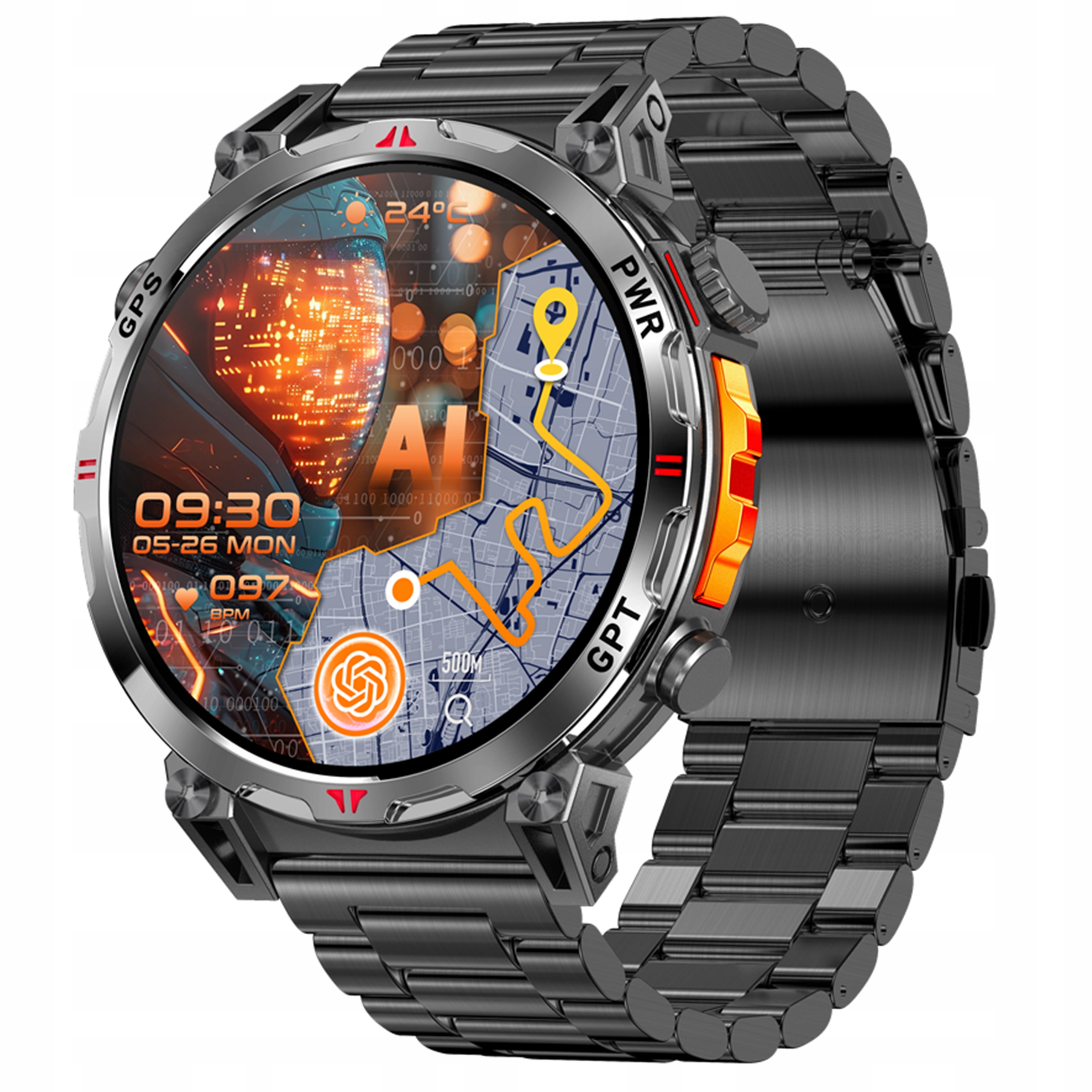 Smartwatch Męski Amoled Gps Rozmowy 3ATM Chat Gpt Zegarek 650MAH Menu Pl