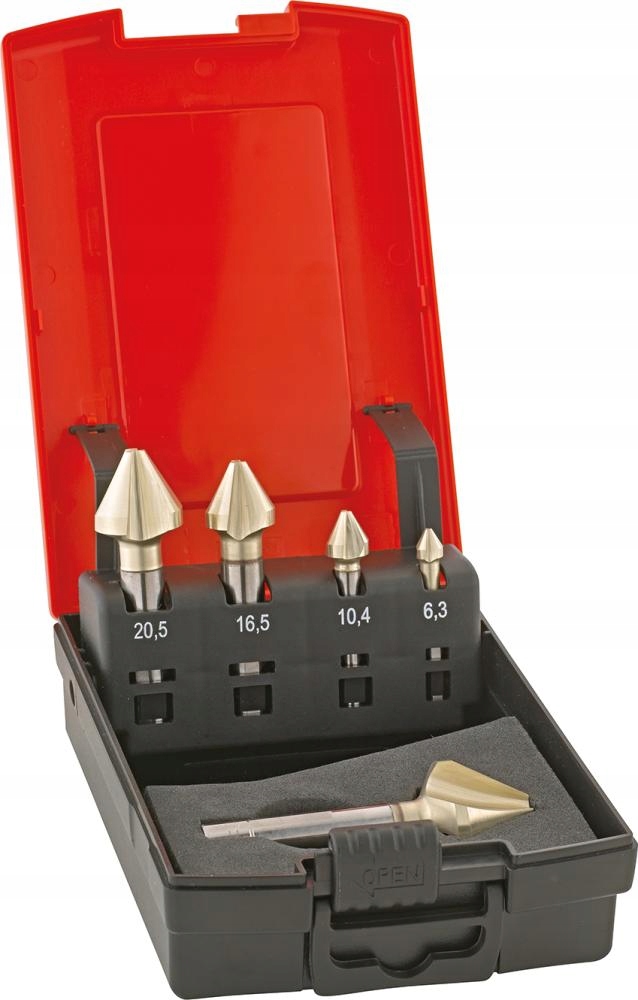 Sada kužeľových a odhrotovacích záhlbovačov 60° s valcovým úchopom