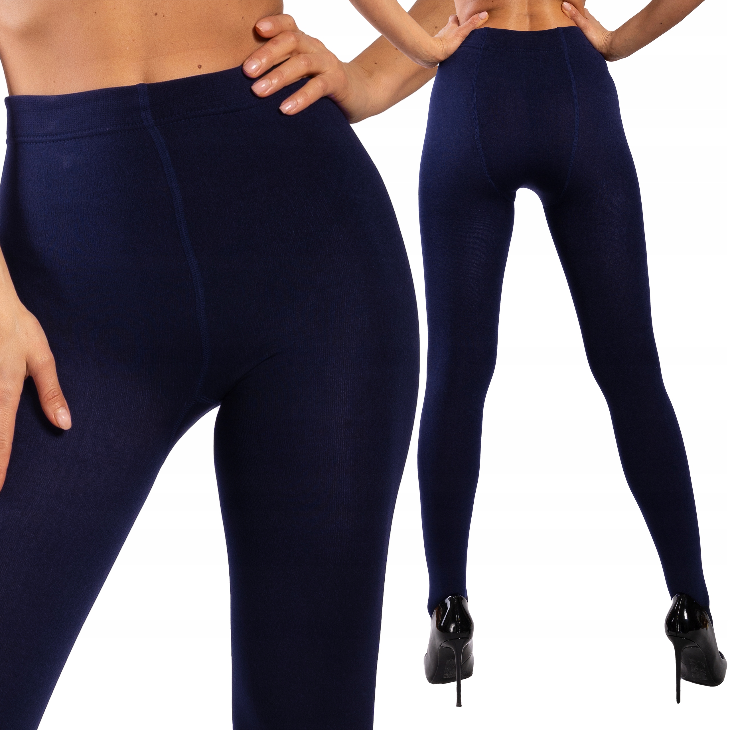 Tmavě Modré Punčocháče 330 Den s kašmírem, Zateplené fleecem