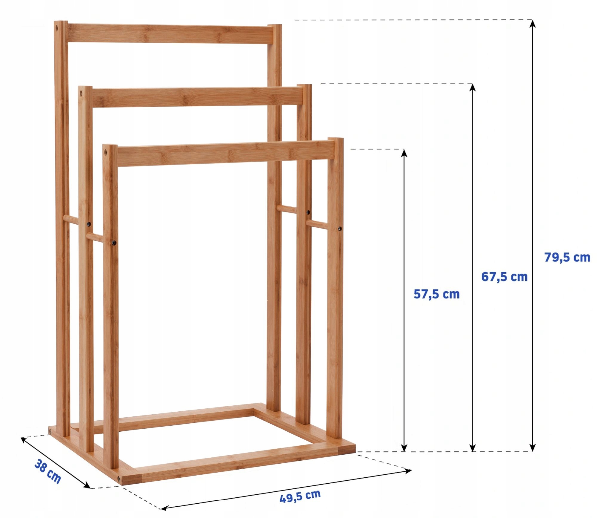 Věšák na stojící ručníky, bambus, 3-ramenný.Hmotnost výrobku s jednotkovým balením 4 kg