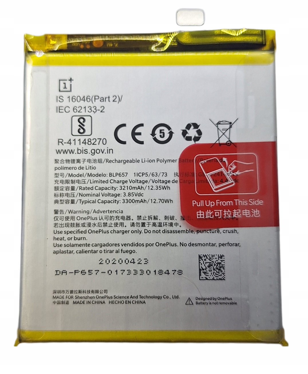 Nowa 100% Oryginalna Bateria BLP657 1031100004 Oneplus 6