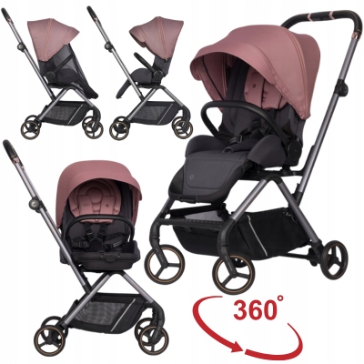 Wózek Spacerowy Obrotowy Lekki Przód Tył 0-22 Kg Akcesoria Desert Rose