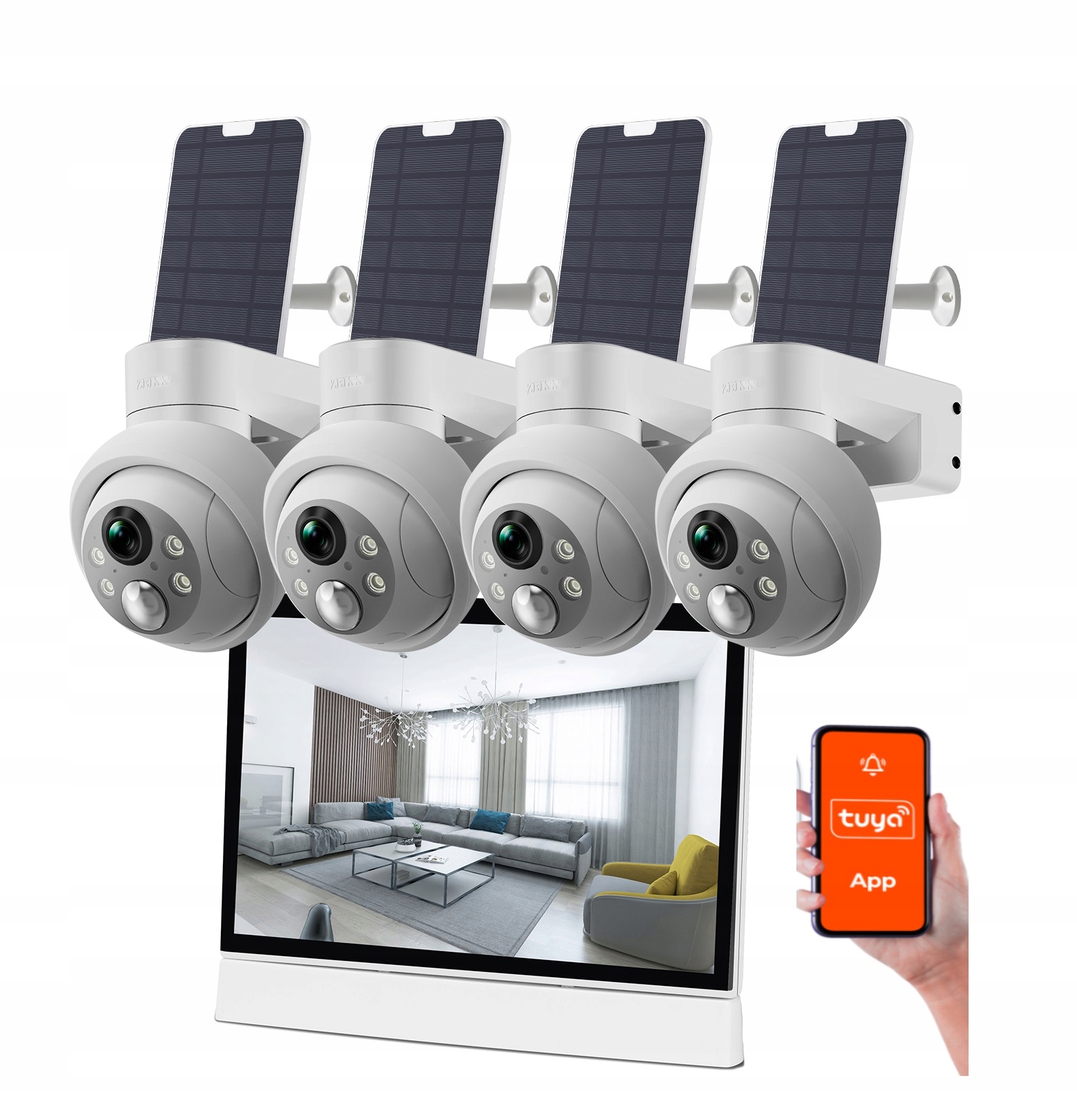 Sada solárních wifi kamer na baterie s 7palcovou dotykovou obrazovkou