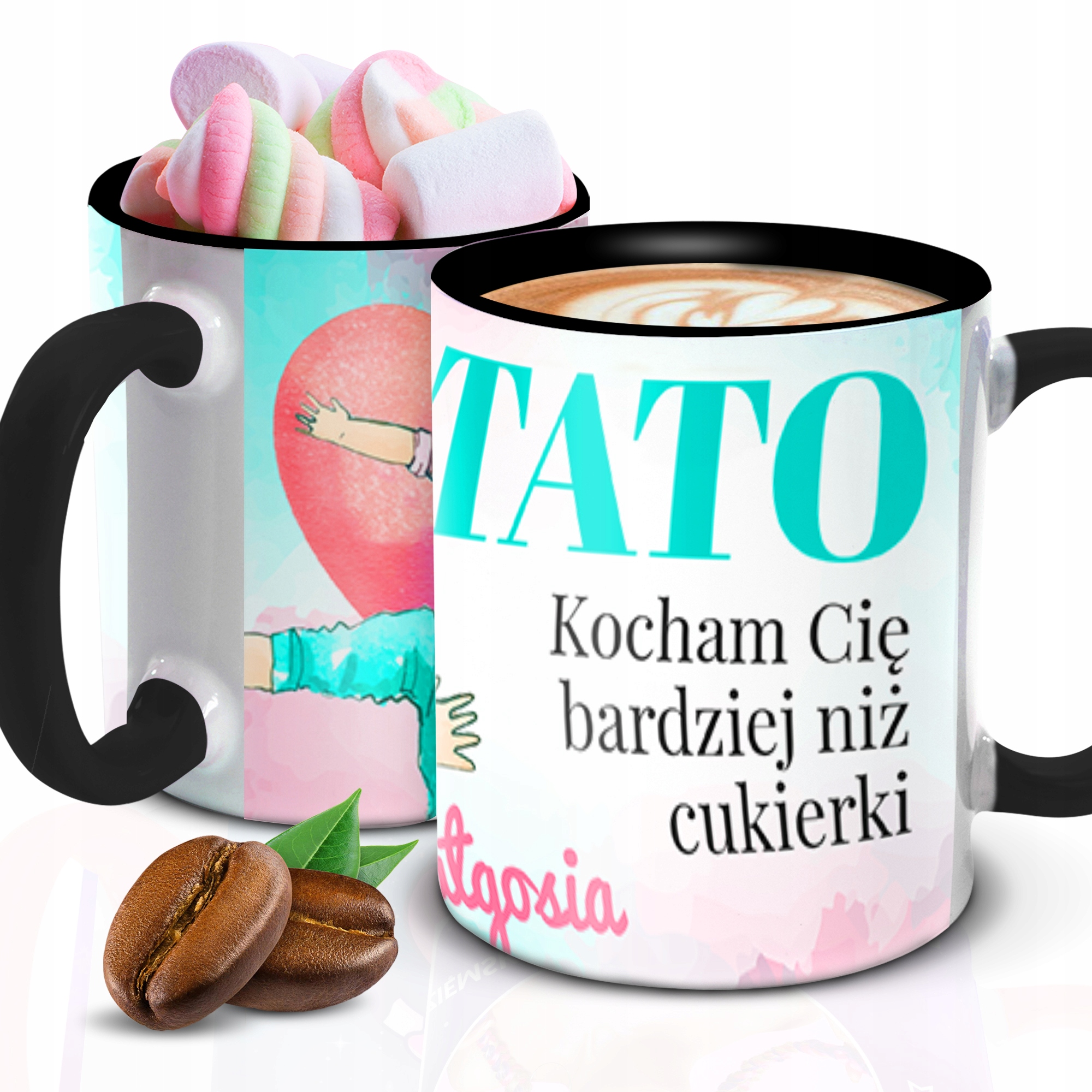 Bielo-čierny hrnček 330 ml Darček Pre Otca Vaše Meno Vlastný projekt