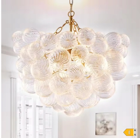 Závěsná Stropní Lampa Ve Stylu Murano 84 × 60 cm – Skleněné Koule Mosaz