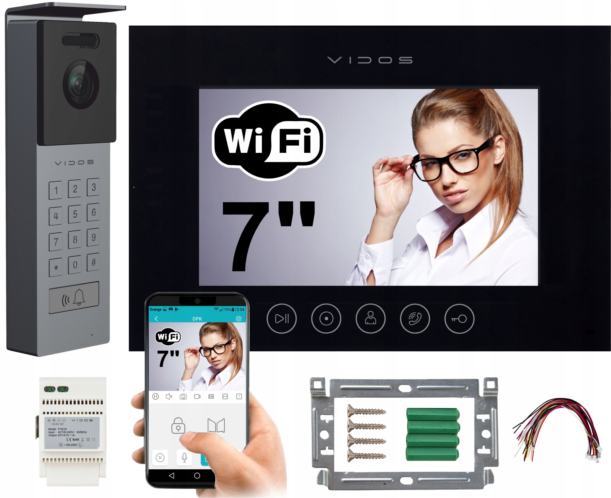 Zestaw wideodomofon WiFi M11B-X + S12D VIDOS X Aplikacja Android IOS