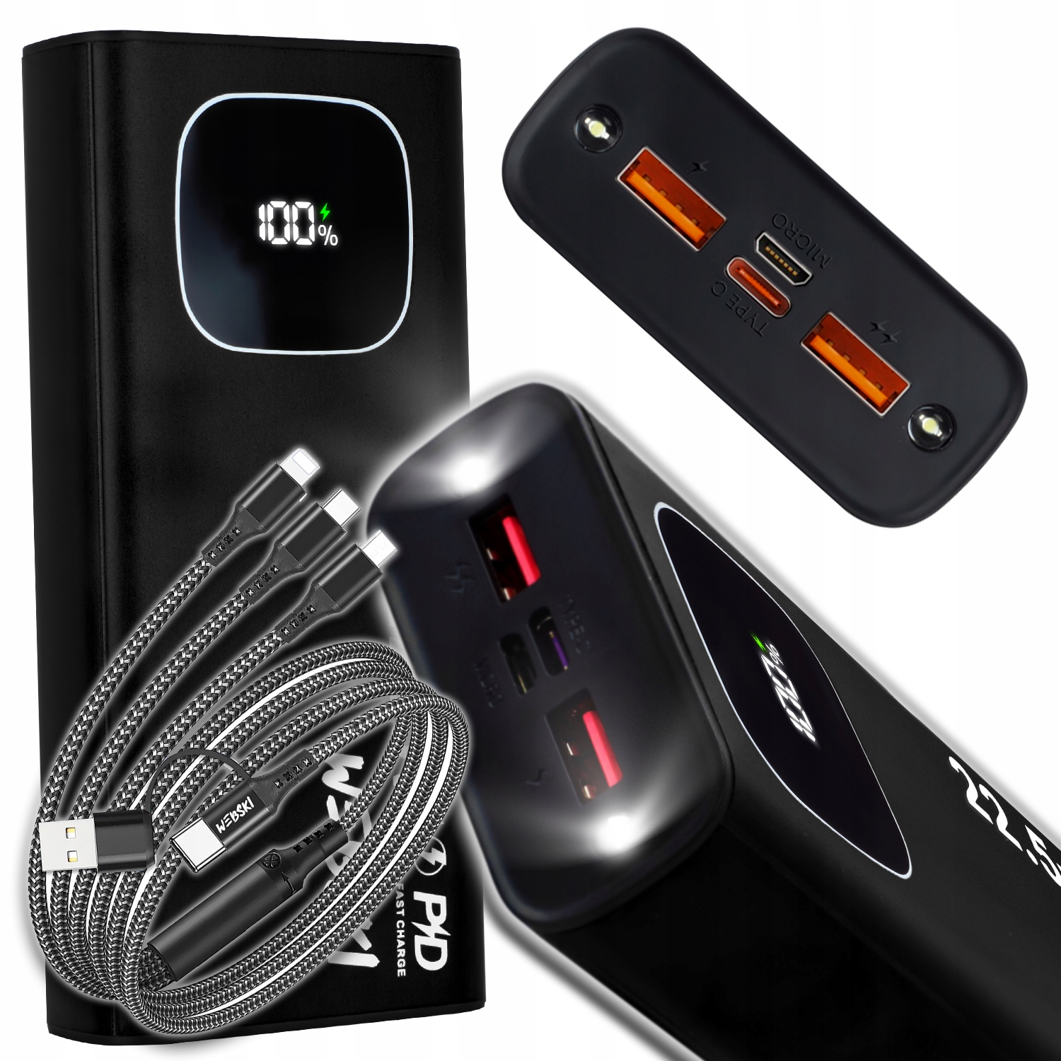 Prostorná Powerbanka Quick Charge Qc Pd 22.5W 30 000 Mah Usb Kabel Usb-c 6V1