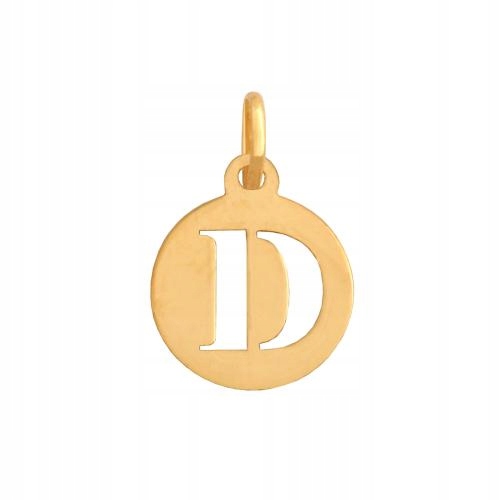 Zlatý přívěsek 585 Kulatý plech s vyříznutou písmenkou D bez kamenů 0,4 g