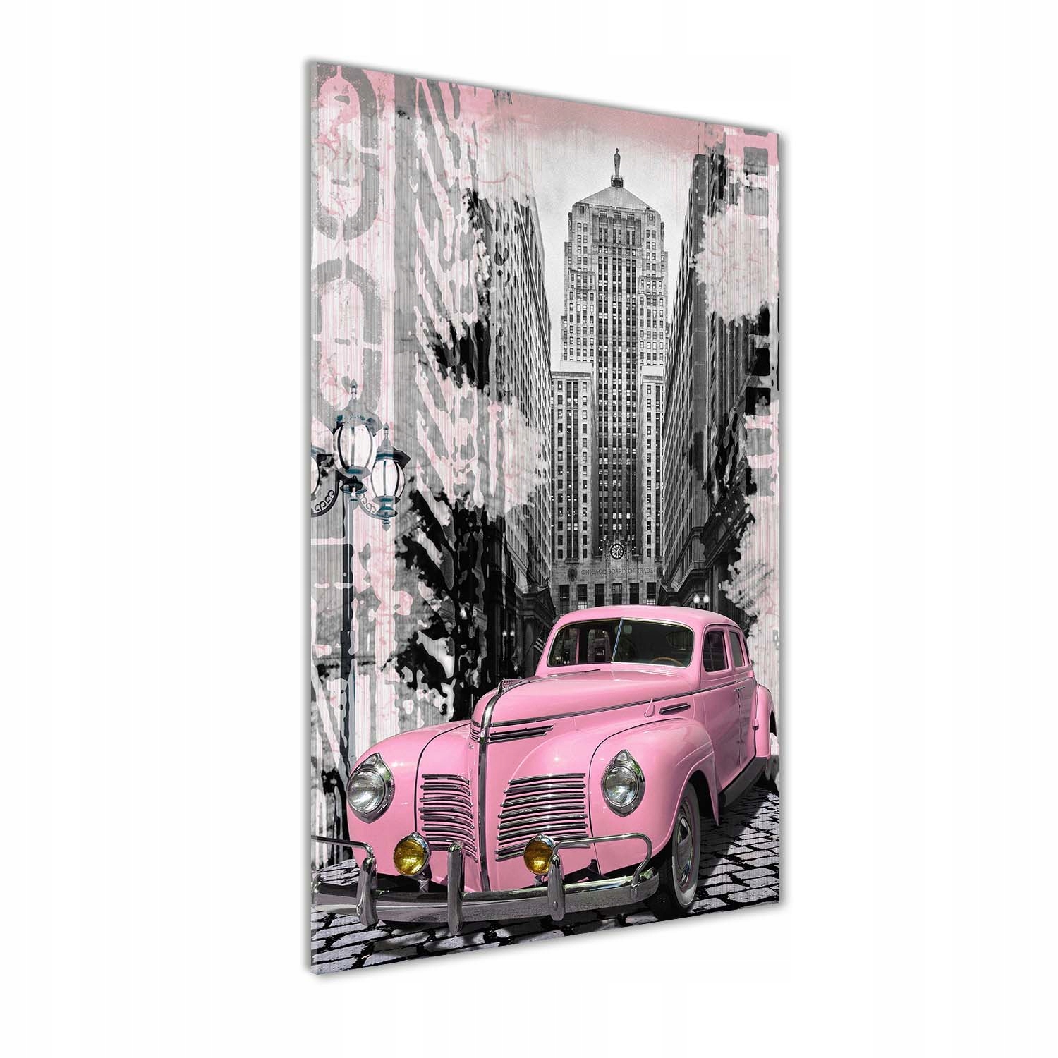 Moderní akrylový fotoobraz Růžové auto 70x140 cm