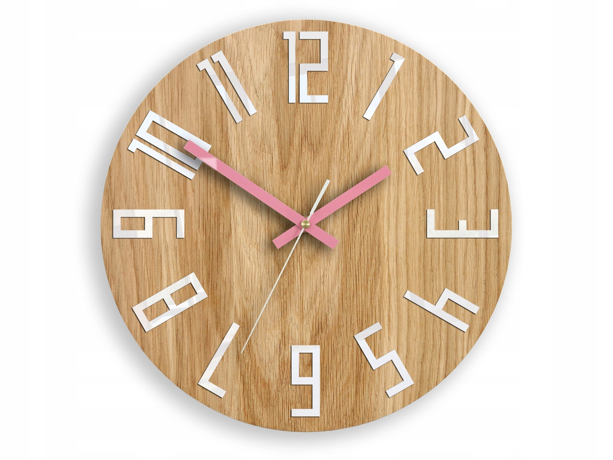 Moderní dřevěný nástěnný hodinový stroj s velkými číslicemi Kulatý Tichý loft