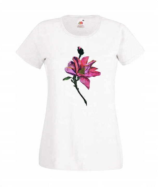 

XL Koszulka Damska Kwiaty Maki Folk Magnolia Wzor