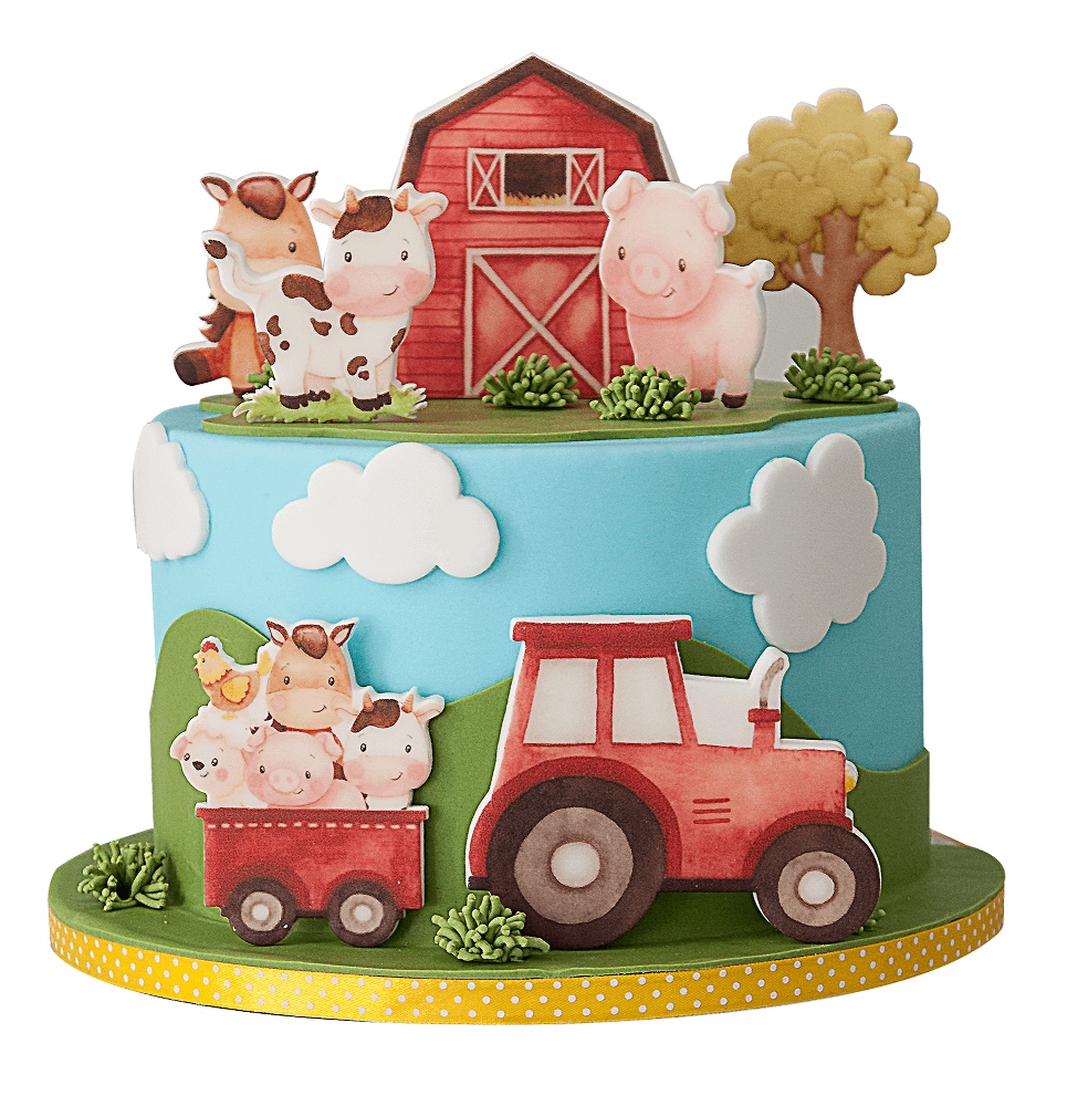 Levně Sada dekorací na dort Farma Traktor 10 El. 2D