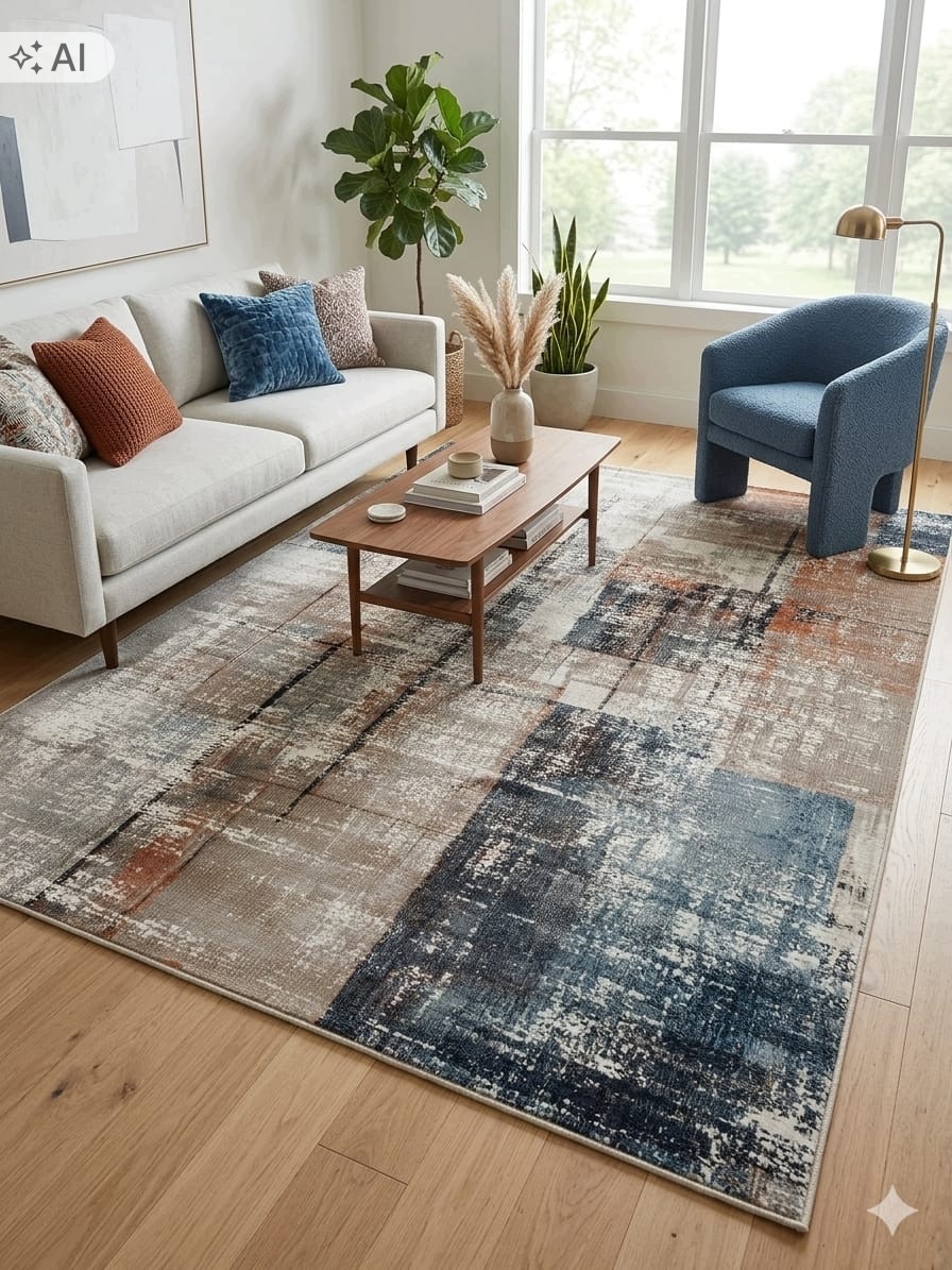Koberec do obývacího pokoje 240 x 340 cm, vícebarevný, měkký vlas, plyšový