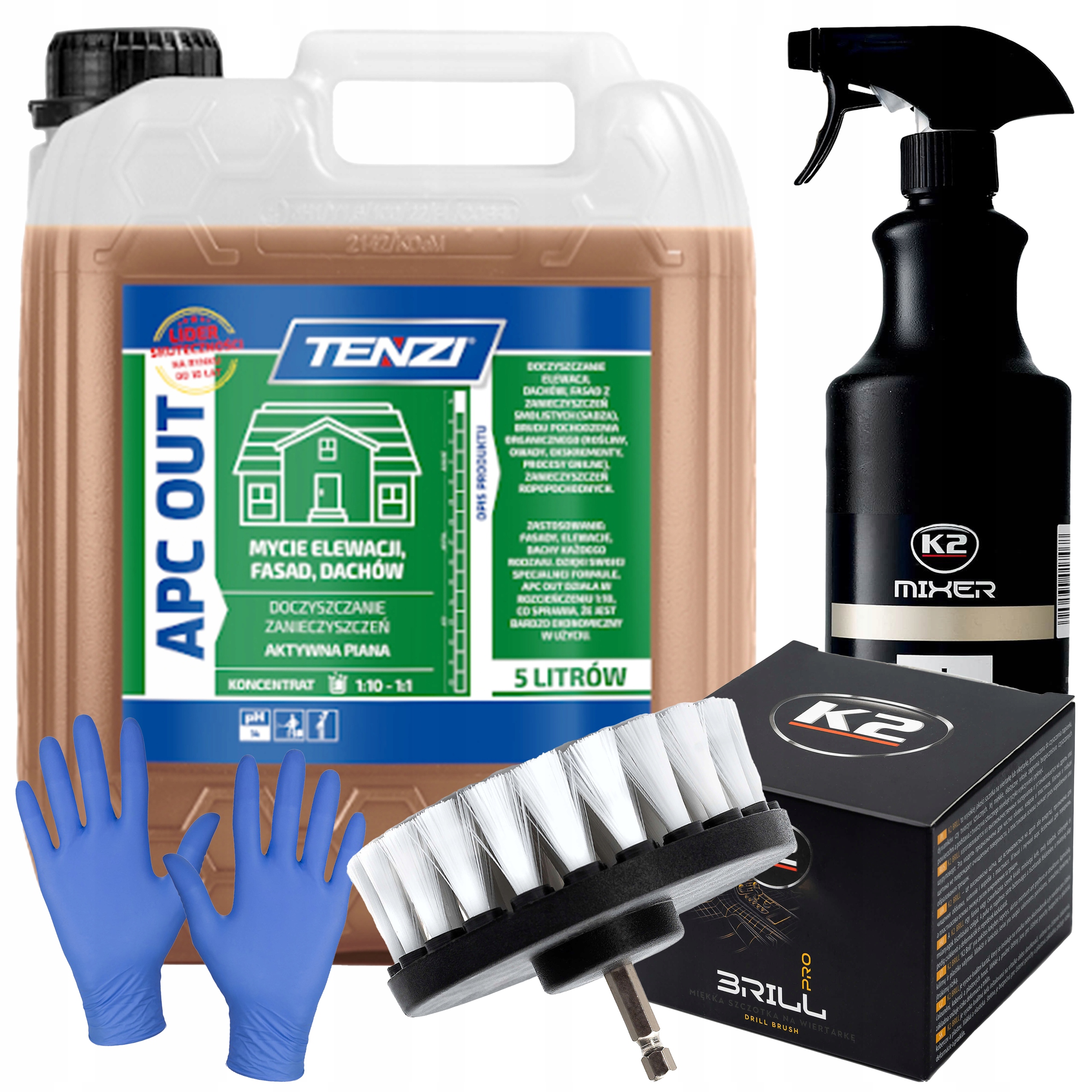 Levně Tenzi Apc silná kapalina mytí kostky fasády střech 5L kartáč Sada