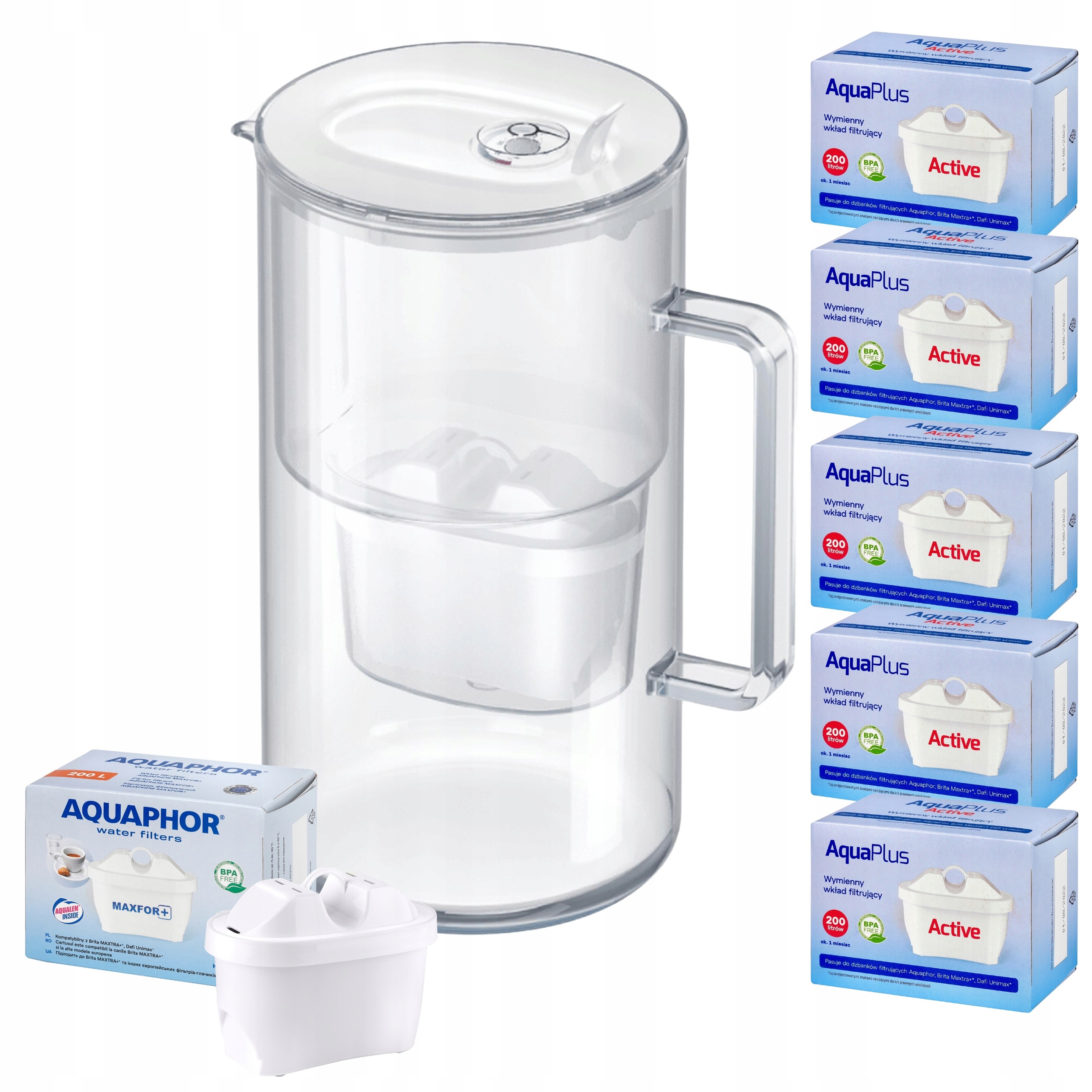Sklenená filtračná kanvica Aquaphor Glass biela 2.5 l 6 filtrov (1+5)