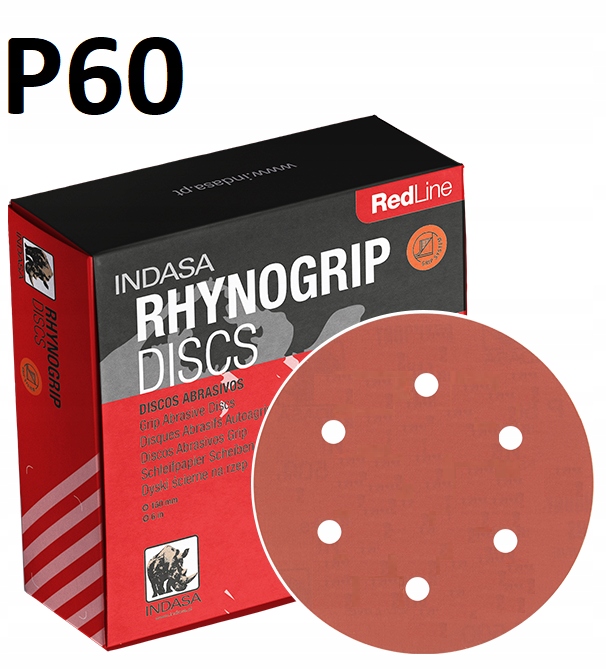 

Indasa Red Krążki Ścierne Rzep 150mm 6H P60 x10
