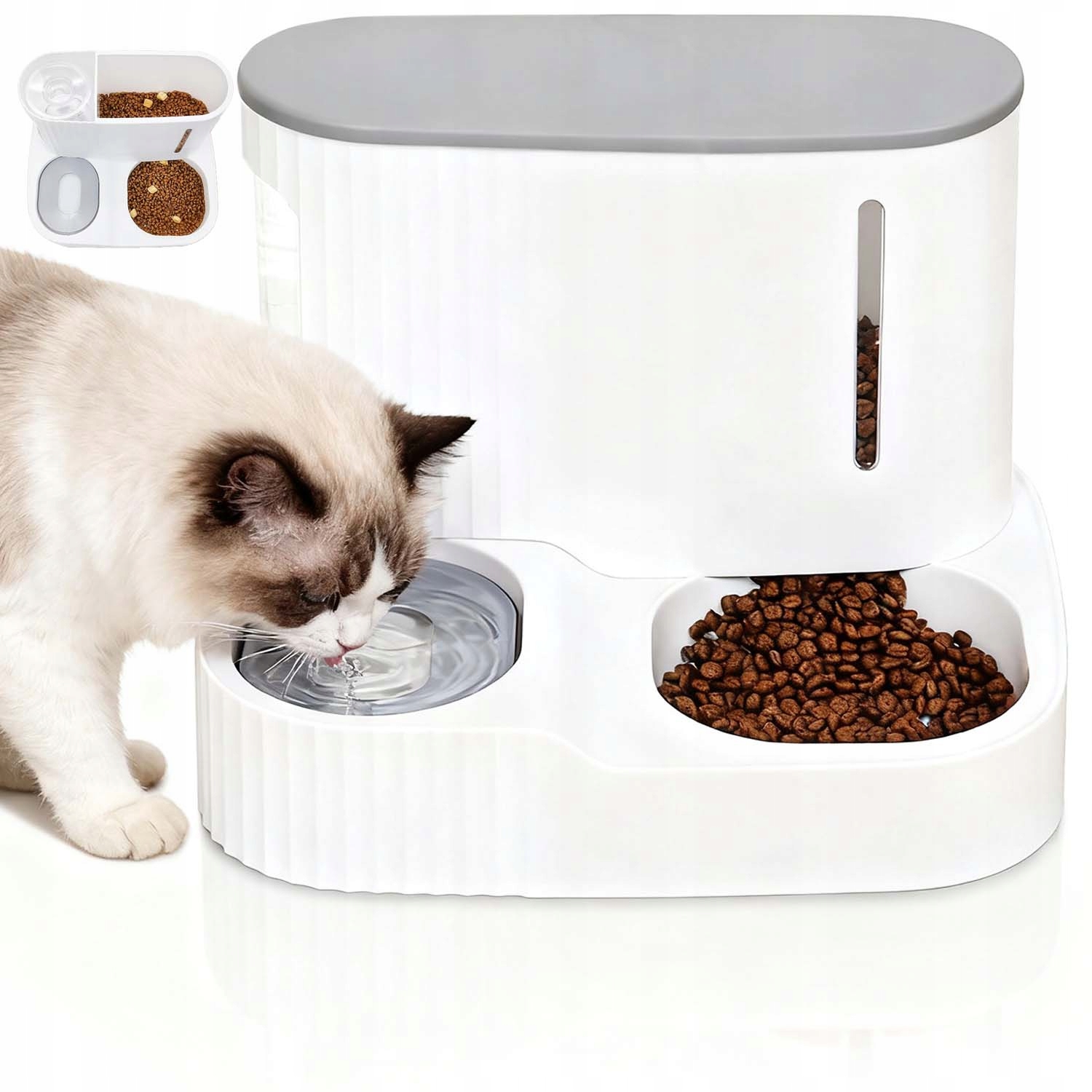 Levně Výdejník Vody Krmiva Automatický Dávkovač Dvojitá Miska Pro Kočky A Psy 2V1