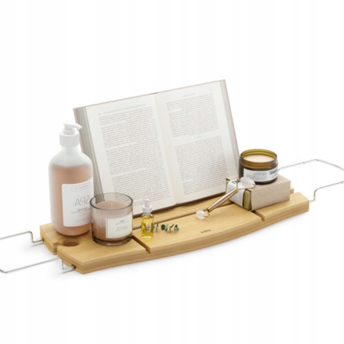 Polička na kúpeľňovú vaňu organizér do kúpeľne na kozmetiku, drevená Aquala