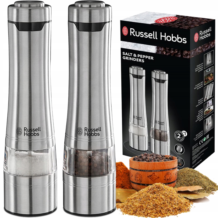 Elektryczny Młynek Do Soli Pieprzu Russell Hobbs Dwie Sztuki Zestaw 2SZT