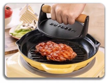 BUYDEEM Patelnia grillowa żeliwna 26 cm CP553 Mellow Yellow — 9