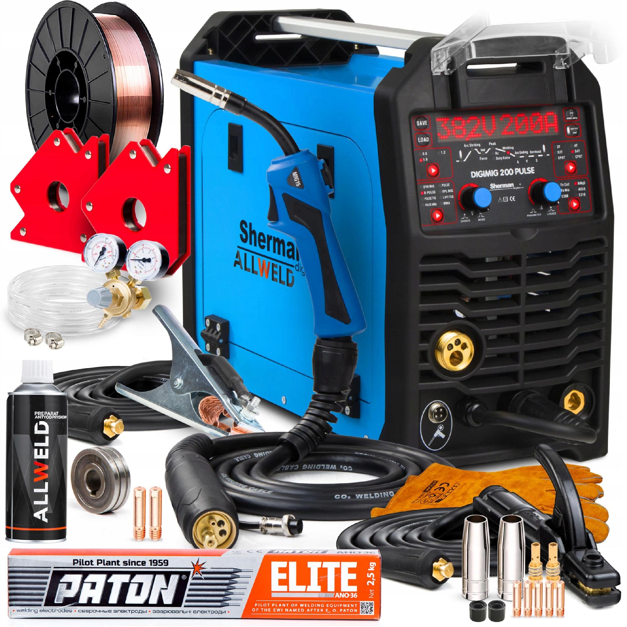 Invertorová Svářečka Sherman Digimig 200 Puls Mig Mag Mma Tig 200A 230V Alu