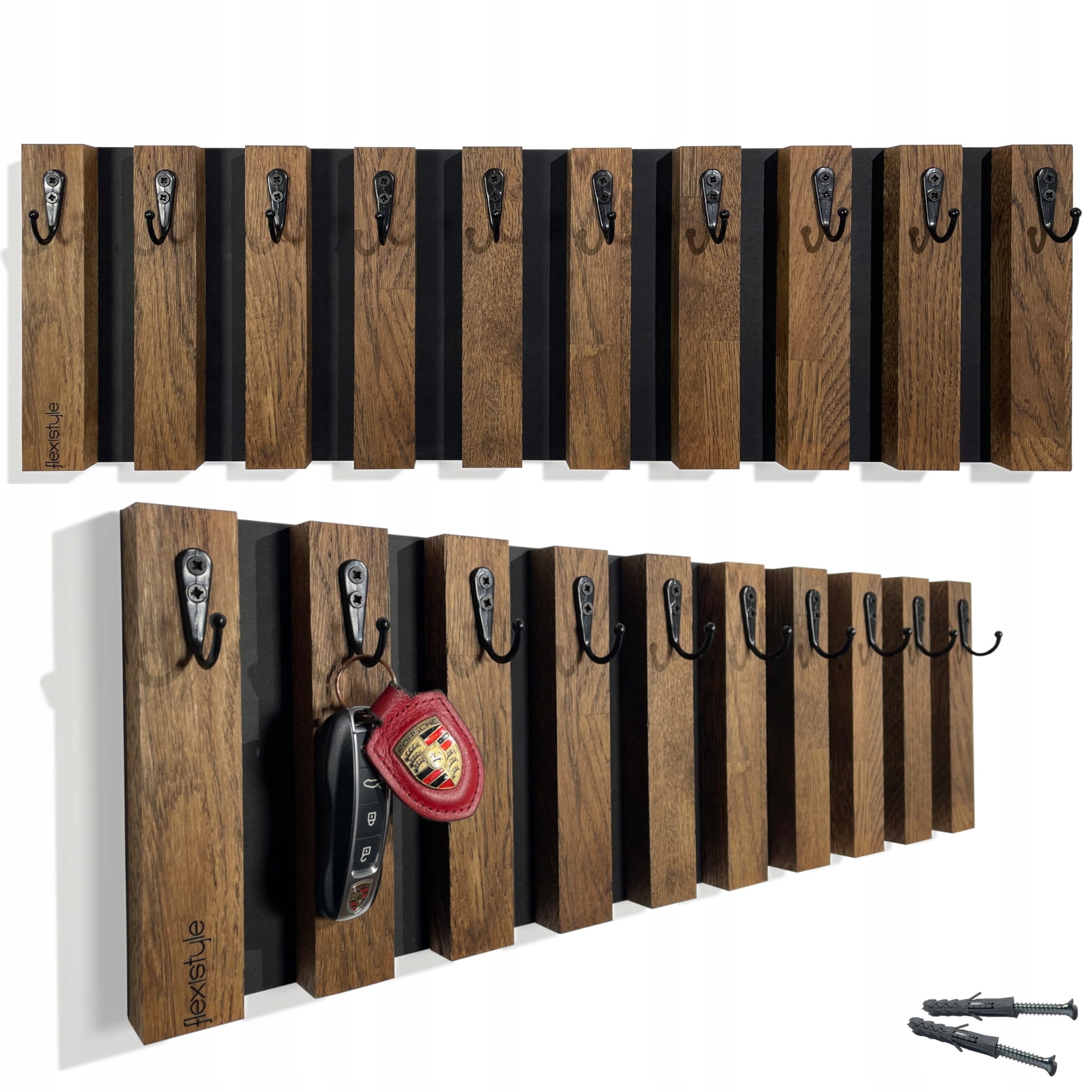 Dřevěný věšák na klíče, organizér Lamele 60 cm, hnědý