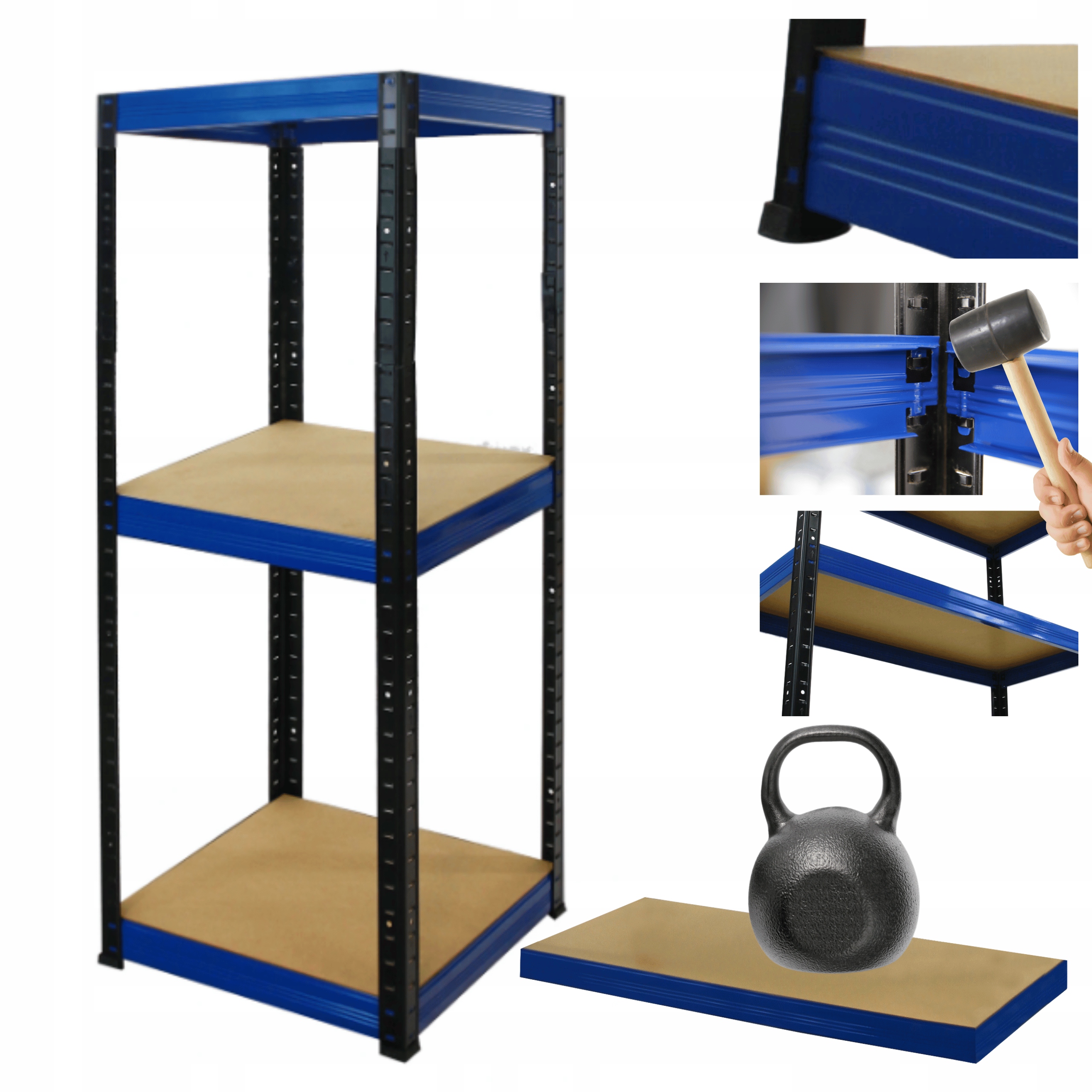 Skladovací regál garážový kovový stojan Helios 106x45x45 cm 3Px175 kg Pl